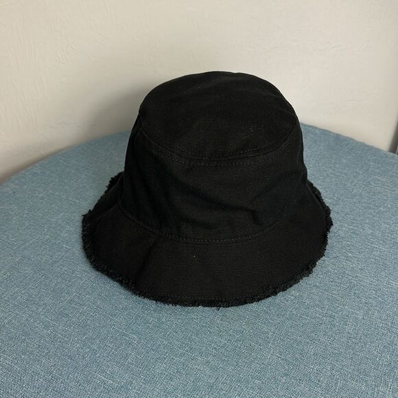 J. Crew Black Canvas Bucket Hat With Frayed Edge Size S/M - Picture 4 of 7